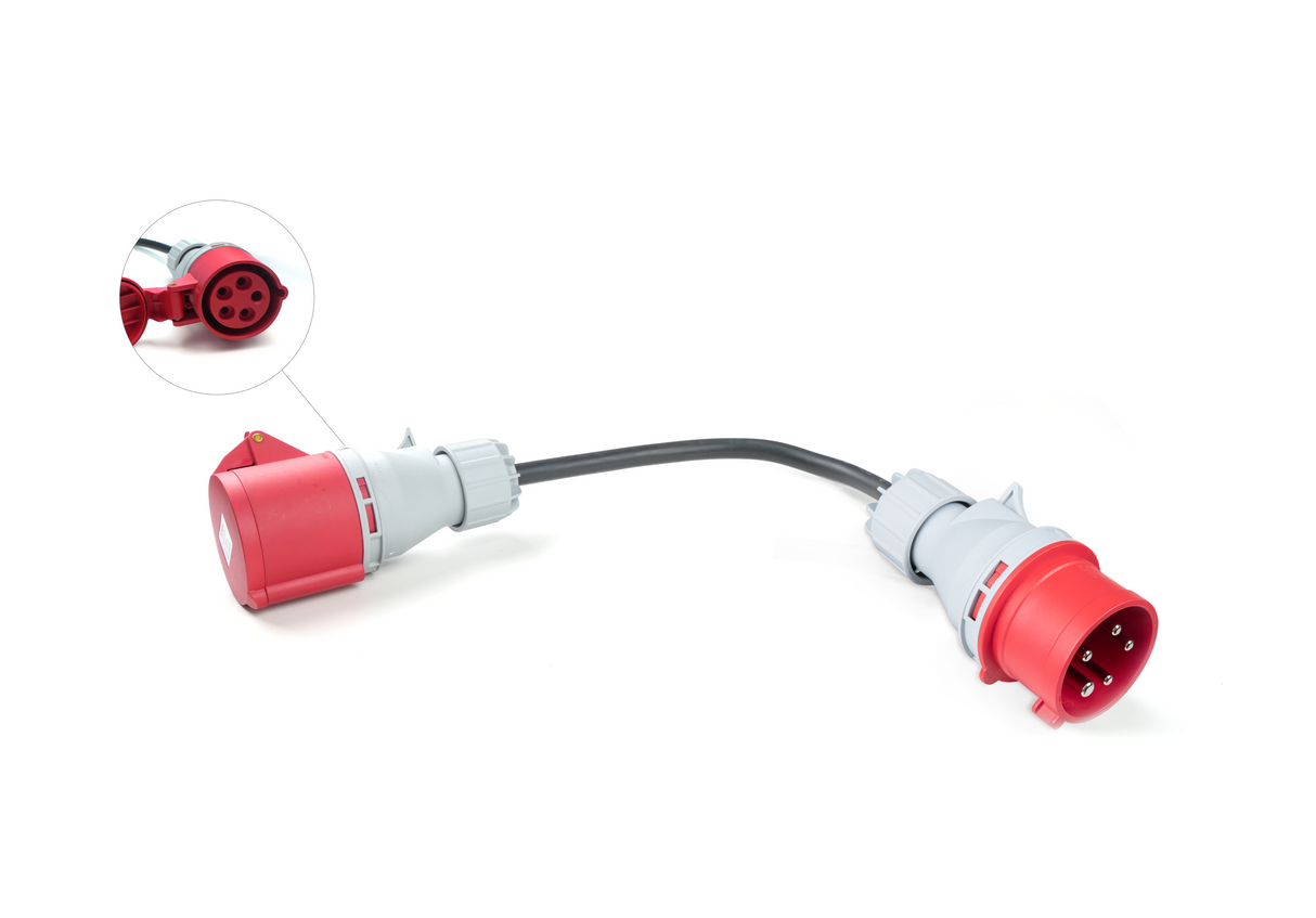 Adapter CEE rood 3x16A (Female) naar CEE rood 3x32A (Male) - EV Plug Europa