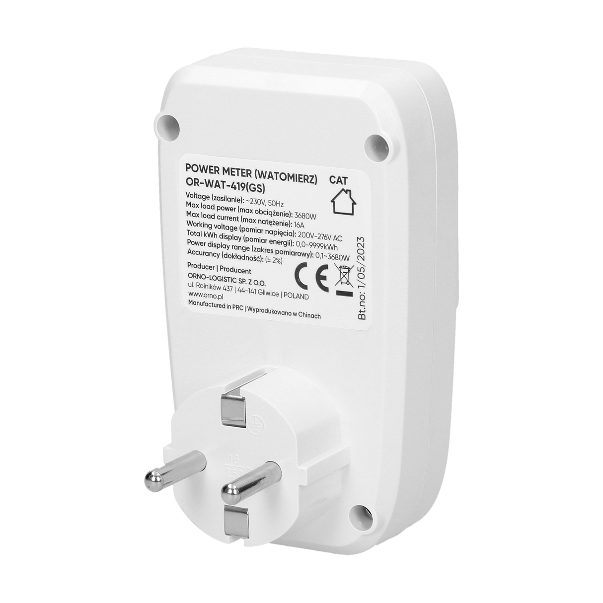 kWh - energiekosten meter voor stopcontact met Digitale LCD scherm - EV Plug Europa