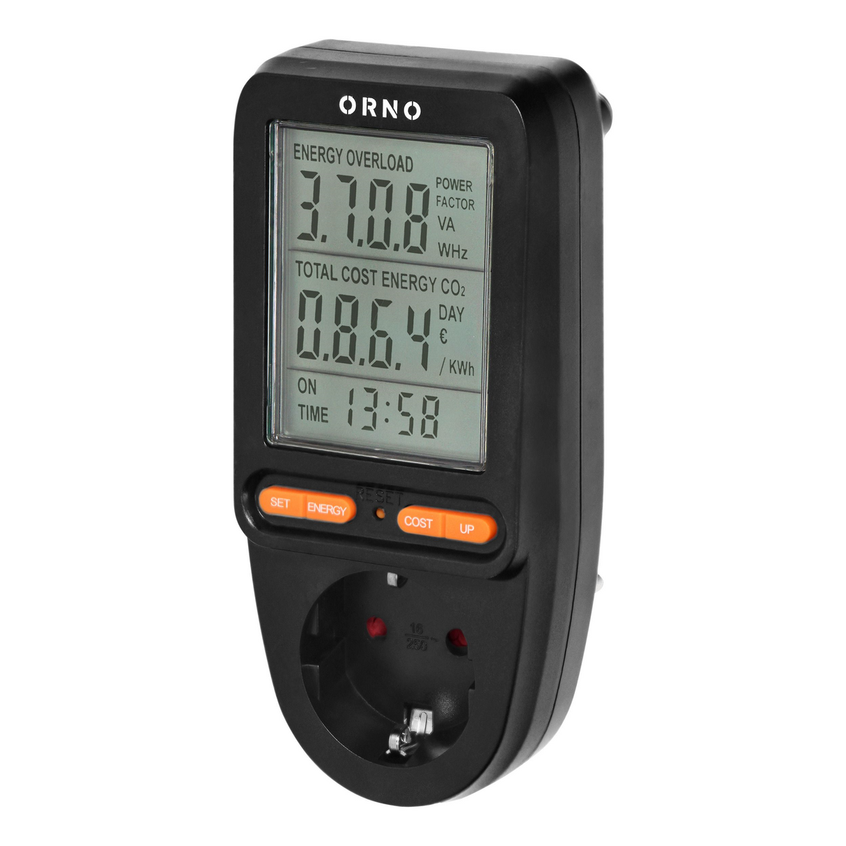 kWh - energiekosten meter - LCD scherm - Stopcontact - ingebouwde batterij - EV Plug Europa