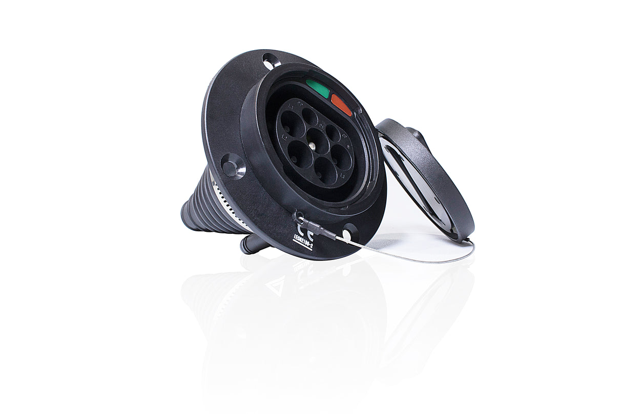 EV Type 2 stopcontact voor auto - 3 fase - 32A met deksel - EV Plug Europa