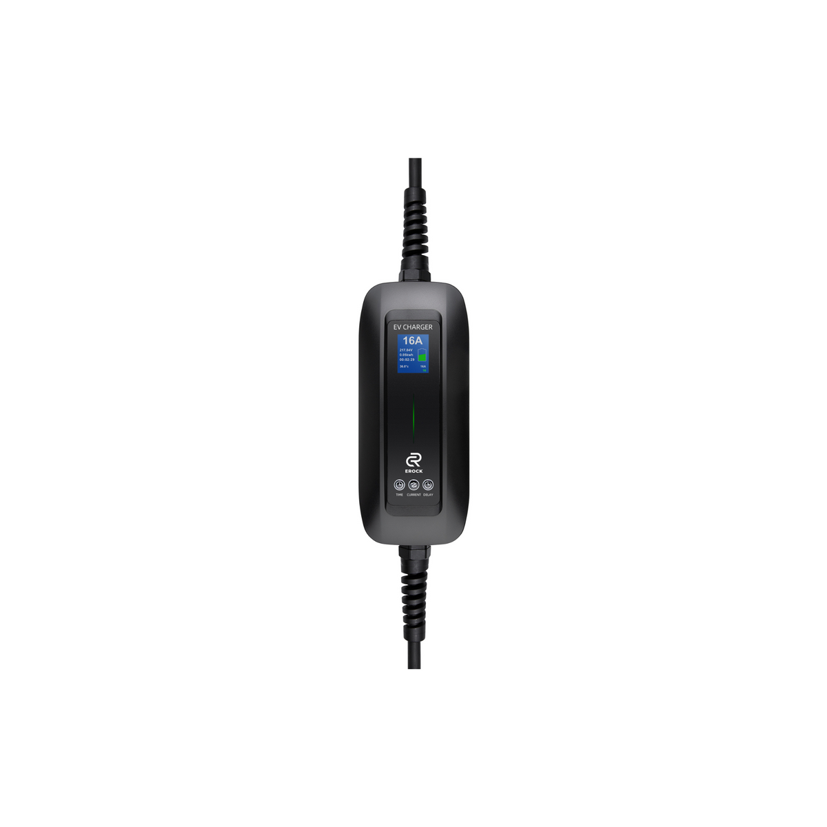 EROCK Mobiele Lader met LCD, Uitgesteld Laden en Smart Start - Type 2 naar Schuko - Max 16A - EV Plug Europa
