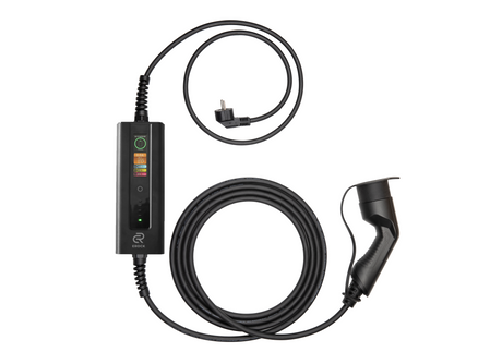 EROCK Pro Mobiele Lader LCD Zwart Type 2 naar Schuko - Uitgesteld laden en Memory functie - EV Plug Europa