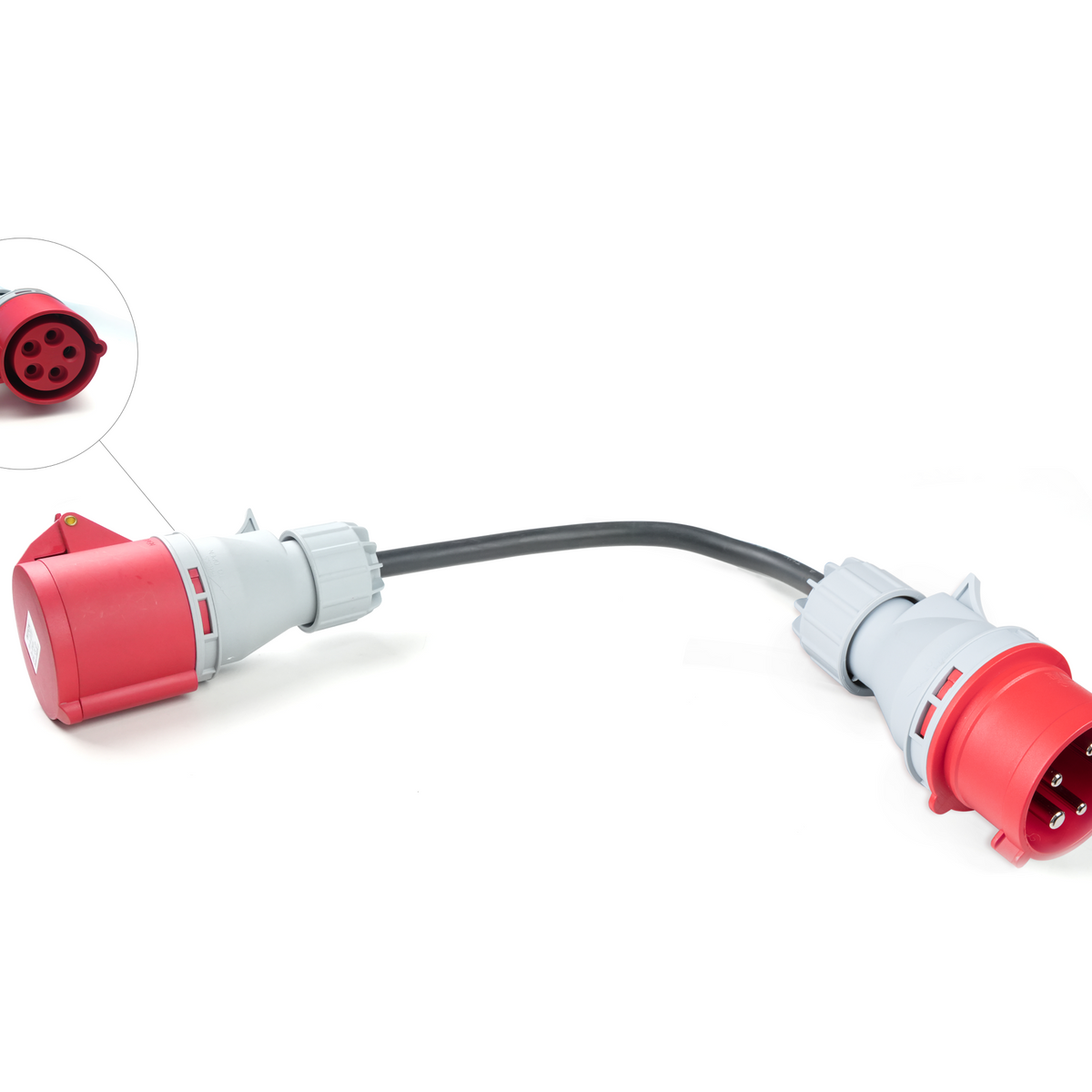 Adapter CEE rood 3x16A (Female) naar CEE rood 3x32A (Male) | EV Plug Europa