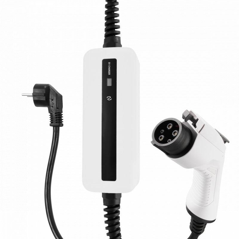 Mobiles Ladegerät Kia Soul EV - Besen Weiß mit LCD Typ 1 auf Schuko