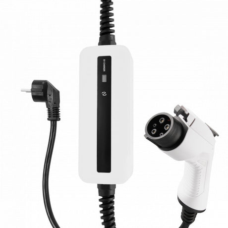 Besen Mobiele Lader Wit met LCD Type 1 naar Schuko - EV Plug Europa
