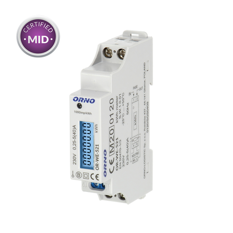 1 Fase kWh Meter - Digitale LCD scherm - MID Gecertificeerd - EV Plug Europa