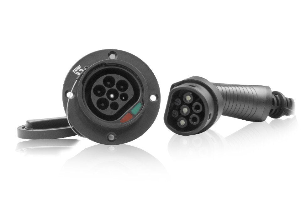 EV Type 2 stopcontact voor auto - 3 fase - 32A met deksel - EV Plug Europa