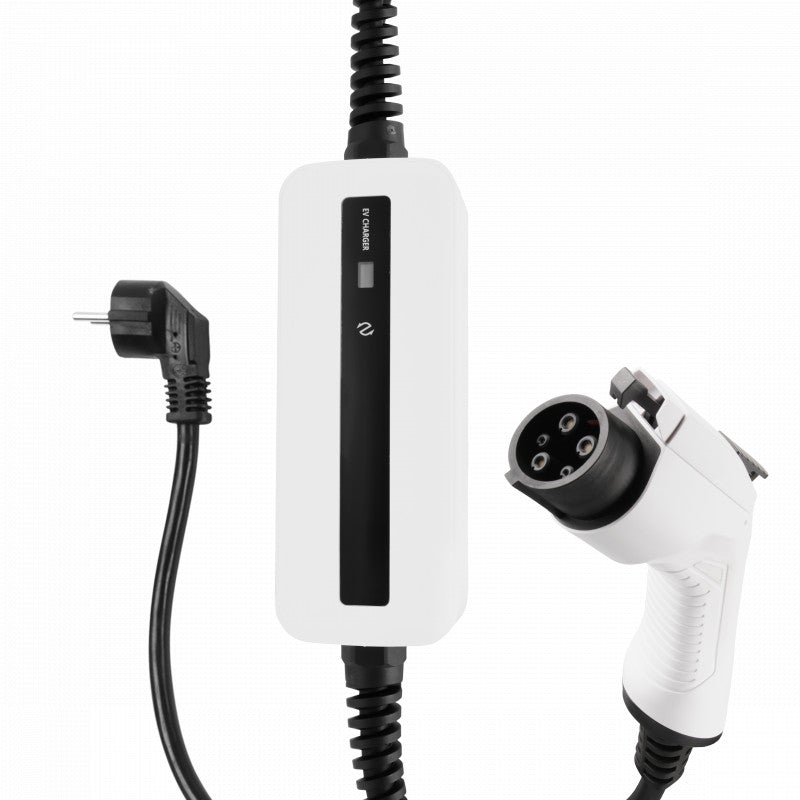 Mobiles Ladegerät Kia Soul EV – Weiß mit LCD Typ 1 auf Schuko