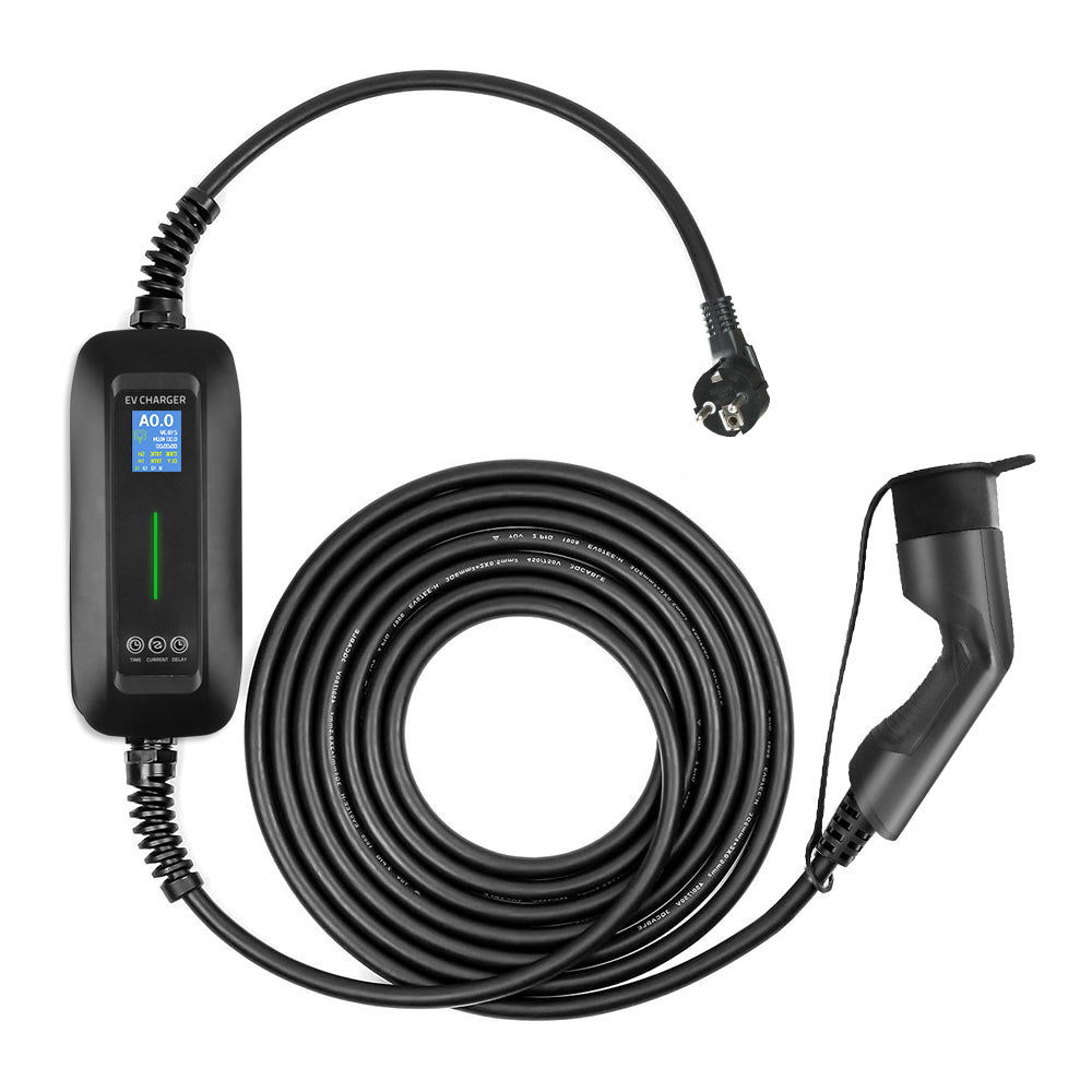 Mobile Charger Jeep Compass - LCD Black Type 2 to Schuko - Delayed charging and Memory function