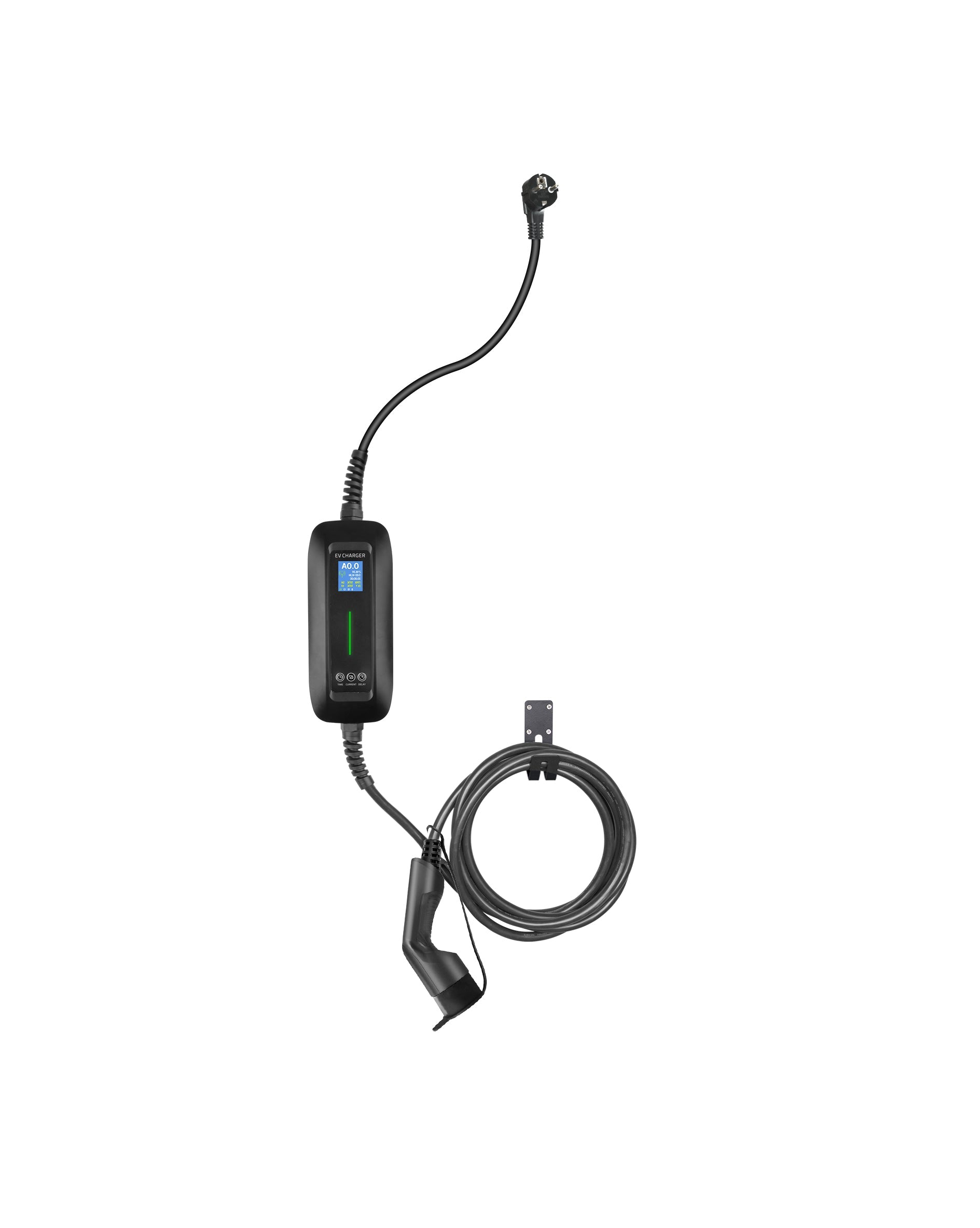 Mobile Charger Kia EV9 LCD Black Type 2 to Schuko Delayed charging and Memory function