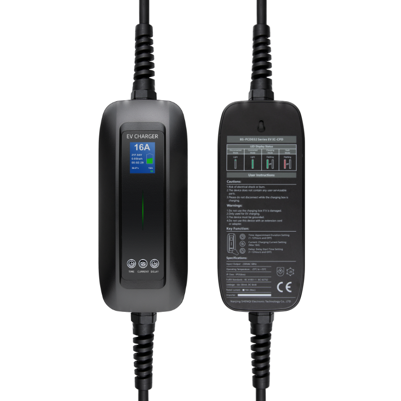 Charger mobile Vinfast VF 8 - LCD Black Type 2 à Schuko - Fonction de chargement et de mémoire reportée